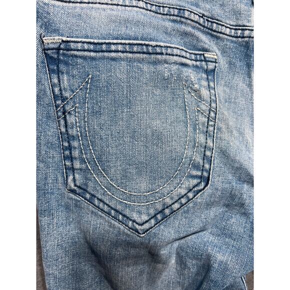 True Religion Geno Relaxed Slim Mens Distress Jean Light Breaker Rips Size 30 - Picture 6 of 13